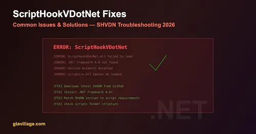 ScriptHookVDotNet Not Working - Common Fixes 2026 for GTA 5