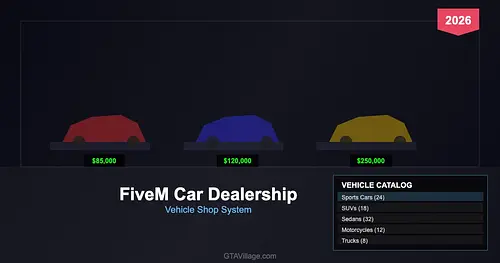 FiveM Car Dealership Script 2026 — Vehicle Shop System for GTA 5 RP Servers for GTA 5
